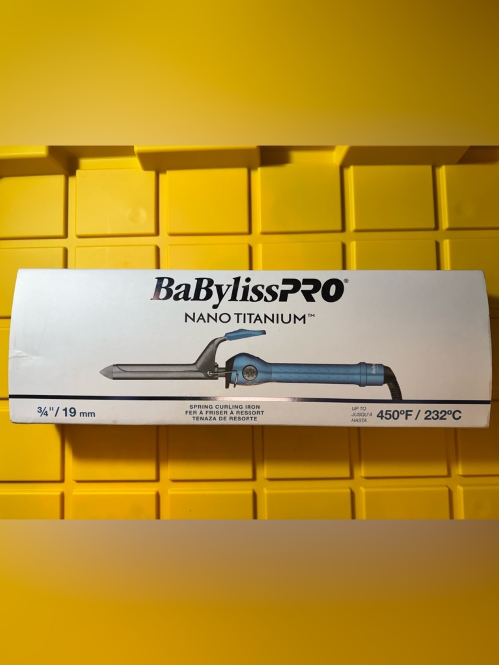 BaBylissPRO Nano Titanium 3/4" (19mm) Blue Spring Curling Iron - 450°F